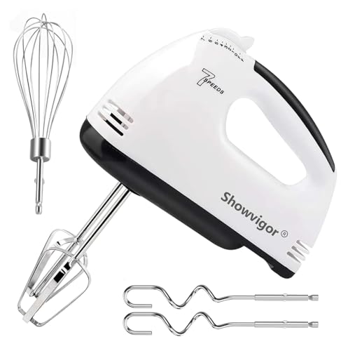 Sbattitore Elettrico Portatile - 7 Velocità Miscelatore da Cucina Fruste Elettriche con 5 Accessori in Acciaio Inossidabile Frusta per Frustare la Miscelazione dei Biscotti Torte, Cucina, Cottura