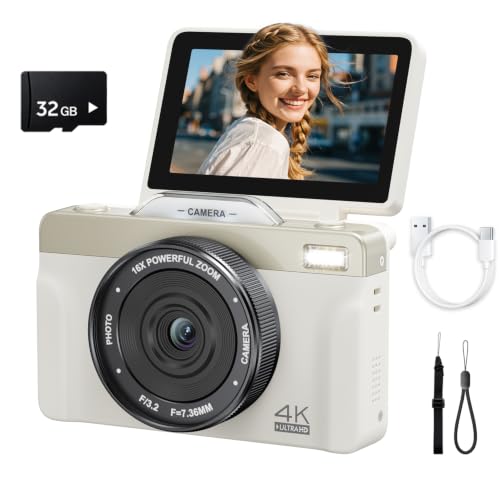 IKUCAM 4K Digital Camera 64MP WiFi 3''180°Flip Screen Autofocus 16X Zoom | Compact Cameras for Photography Beginners Teens Travel, Point and Shoot Vlogging Camera with 32GB SD Card - image 1