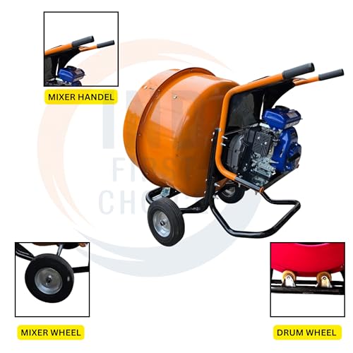 Image of IND 230 L Concrete Mixer Machine with 3 HP Petrol Engine | Barrow Type Portable Cement Mixer | Ideal for Hilly & Remote Construction Areas | PETROL ENGINE
