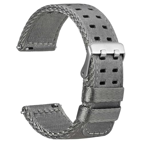 Image of WOCCI Double Holes Nylon Watch Bands, Silky Nylon Straps, Quick Release, Compatible Watch Lug Width 18mm 20mm 22mm