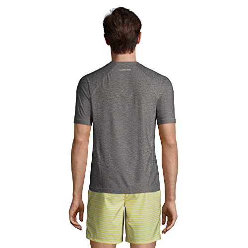 Lands' End Mens Short Sleeve Swim Tee Rash Guard Arctic Gray Space Dye Regular Medium2