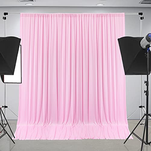 10 ft x 8 ft Wrinkle Free Pink Backdrop Curtain Panels for Parties, Polyester Thick Photography Backdrop Drapes for Baby Shower Bridal Shower Wedding Party Home Decoration Supplies