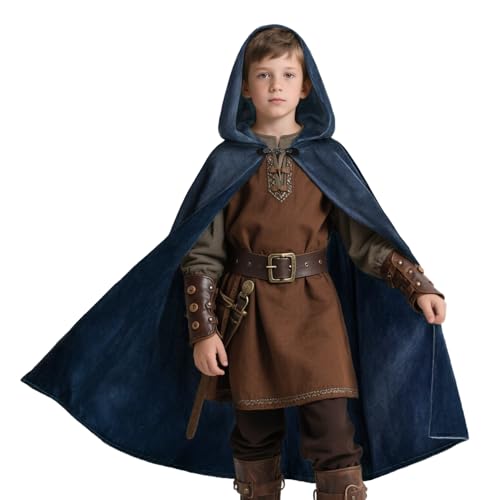 Capa Medieval Renacentista con Capucha para Niños JPXH