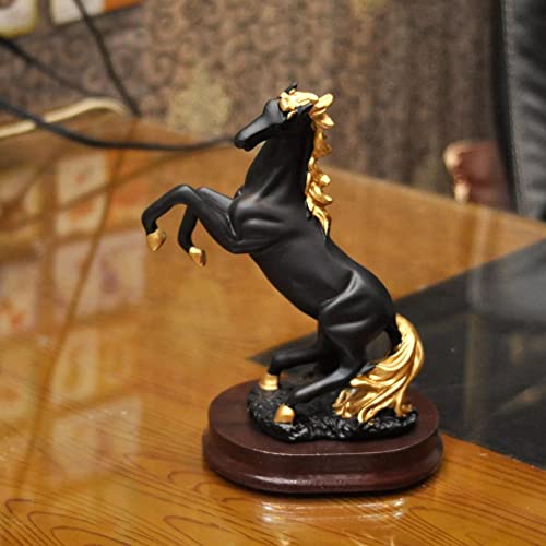 Image of AUGEN Polyresin Black Horse Idol Statue Showpiece for Home Decor Decoration and Gifting (1 Piece, 1395B)