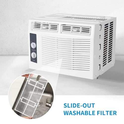 Image of 5000 BTU Window AC Unit,Cools Rooms 150 Sq.Ft, Low-Noise & Energy Saver for Bedroom, Office, Dorm (Quick-Install Kit)