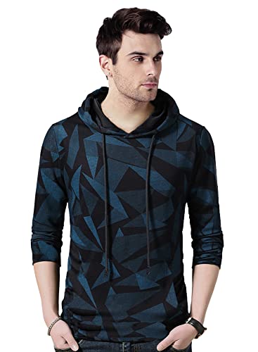 Image of EYEBOGLER Men's Hooded Neck Full Sleeves Printed Regular Fit T-Shirt