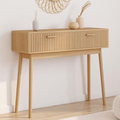 Console Juliette chêne 2 tiroirs 100 cm IDMarket
