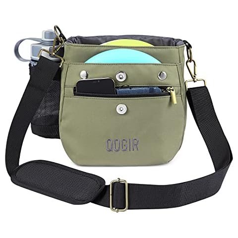 QOGIR Lightweight Disc Golf Bag: Durable Frisbee Golf Bag with 8+ Disc Capacity, Introductory Discs Golf Bag, Holds Water Bottle and Accessories, Great for Beginners and Casual Disc Golf Rounds(Green) Cover