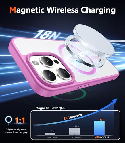 Image of FNTCASE for iPhone 13 Pro-Max Case: Clear Magnetic Phone Cases Compatible with Magsafe Slim Anti Yellowing Military Grade Drop Protection Rugged Transparent Cell Phone Cover (B-Pink)