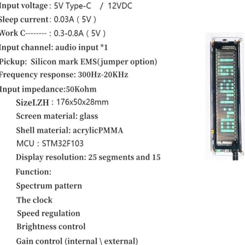 VU mètre VFD2515 analyseur de spectre audio commande vocale résolution 25x15 - 5