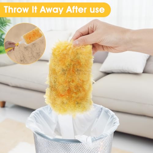 Image of Kifmurase 50Pcs 360 Heavy Duty Duster Refills, Disposable Duster Replacement Heads, Unscented Disposable Dusters Refills for Cleaning Home, Office, Corners, Blinds, Car (50 Refill + 1 Handle)