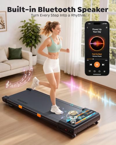 Walking Pad Treadmill with 15% Auto Incline, Under Desk Treadmill for Home with 300lbs Weight Capacity, 3.0HP Quiet Walking Pad Small Space & Office with Speaker, APP, Remote Control