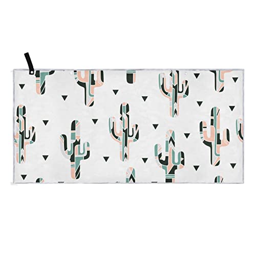 Alaza Large Beach Towel, Abstract Cactus And Triangles Sand Free Microfiber Beach Towel, Absorbent Quick Dry Camping Yoga Towel 30X60In For Swimming Pool, Picnic, Yoga, Gym #TOP22