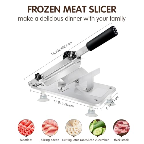 Manual Frozen Meat Slicer Meat Cutter Upgraded Stainless Steel Meat Cleavers Beef Mutton Roll Slicing Machine Vegetable Meat Slicer for Home Cooking Hotpot Shabu