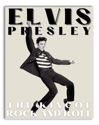 Elvis Presley King of Rock and Roll Art Print, Vintage Black and White Photography Wall Art, Classic...