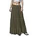 Linen Maxi Skirts for Women Trendy Drawstring Elastic Waist Modest Pleated Aline Skirt Cute Ruffled Boho Gauze Tiered Skirt Flowy Bohemian Modest Ruffled Midi Skirt Summer Clothes for Women Army Green