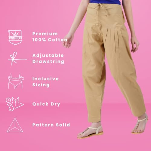 Image of Happy Bunny Salwar Pant - Modern Style Pure Cotton for Women - Ethnic Semi Patiala Trouser - Office,Home - All Day Comfort Wear with Drawstring