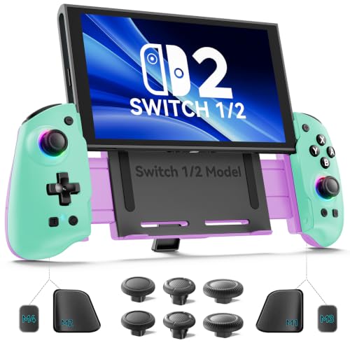 Image of OIVO VGA DESIGN Switch Controller Handheld for 1 /2 /OLED, Ergonomic Grip Stretch Joypad for SW Console, Wireless Controller with TMR Joysticks, RGB Lighting, Turbo, 4 Macros & Card Slot