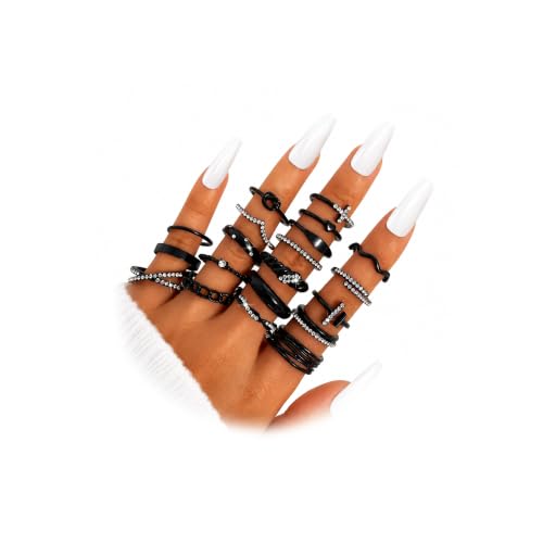 KISS WIFE Gold Stackable Rings for Women, Chunky Knuckle Statement Ring Set