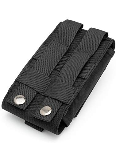 Bomea Army Molle Bag for Mobile Phone – Large Size Cell Phone Belt Holder Pouch Holster Cover Case for Large Screen Cellphone with Otterbox Battery or Other Thick Case on Black