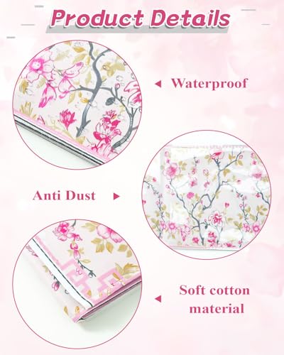Funda para cartas Mahjong, pack 4, diseño chinoiserie rosa miniatura 5