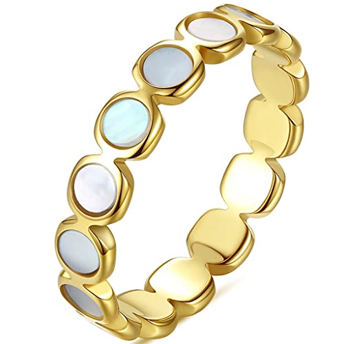 Jude Jewelers 4mm Stainless Steel Clam Shell Filled Eternity Style Wedding Band Statement Promise Anniversary Ring