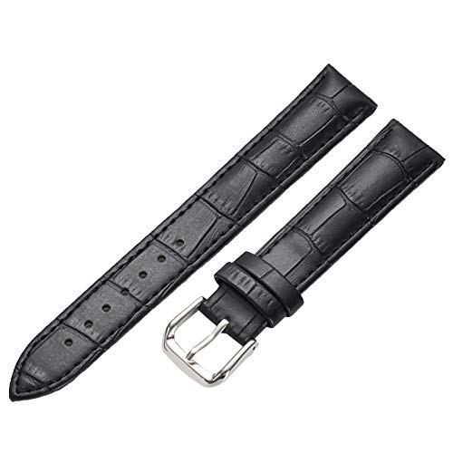 SOUGAO Genuine Leather Watch Strap Vintage Retro Classic Quick Release Watch Replacement Bands Black 24mm