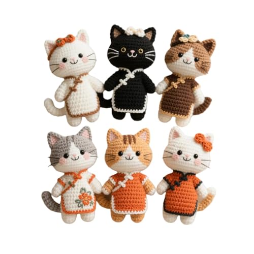 Amazon.co.jp: BtcFu 6 点セット 猫の手編み DIY キット クロシェ編み