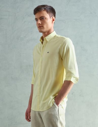 Image of Arrow Sport Solid Slim Fit Cotton Shirt for Men - Full Sleeve Mens Casual Shirts