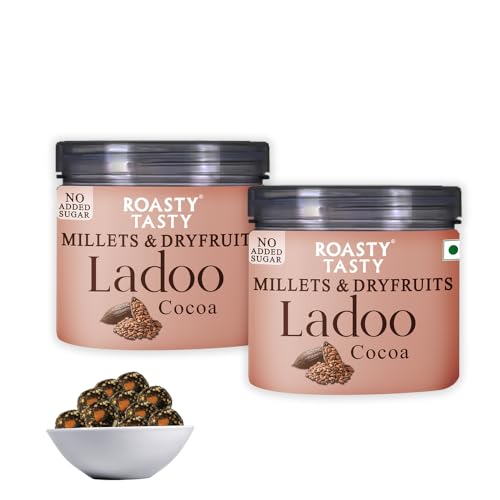 Image of Roasty Tasty Millets & Dryfruits Ladoo Cocoa 200g (Pack of 2 100g each) - 20 counts of ladoo | No Added Sugar Sweets