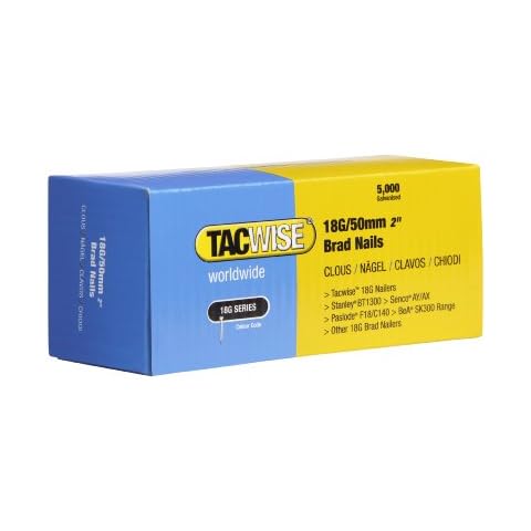 TACWISE 0401 Type 18G / 50 mm Galvanised Brad Nails, Silver, 5000 Pack Cover