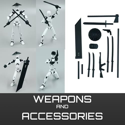 Image of Dummy 13 Action Figure Robot | Fully Articulated 3D Printed Robot Toy | 5.4-inch Collectible Figurine | Matte Finish | Unassembeled | Combo of 2 (Blue-Black+White-Black)