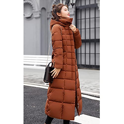 ZOOMELLA Faux Fur Hooded Long Down Puffer Womens Coat Zipper Quilted Jacket Brown XL Deal