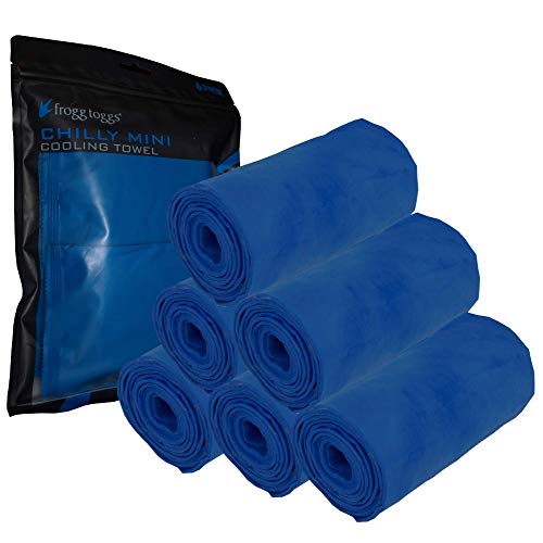FROGG TOGGS Chilly Mini Cooling Neck Towel, Blue- 29'x3', Pack of 6