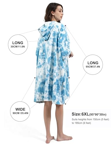 KFUBUO Surf Poncho Changing Towel Swim Robe with Pocket Plus Size Terry Cloth Swim Cover Up for Women Towel Poncho Hoodie