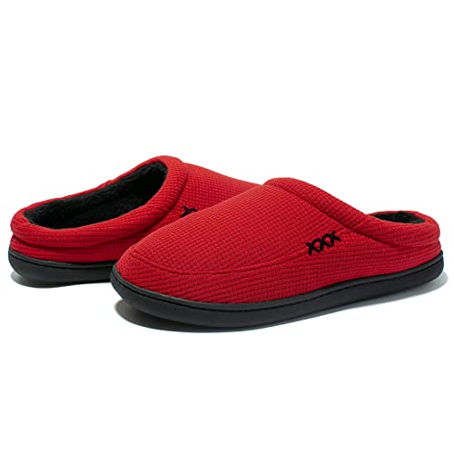 Newdenber Men's Cozy Memory Foam Slippers Warm Soft Slip On Indoor Outdoor Clog House Shoes (10.5 D(M) Us, Red Black) #TOP6