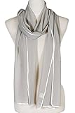 Elegant Extra Long Chiffon Scarf with white hem, fashion scarf, multi color, summer beach scarf, Silver
