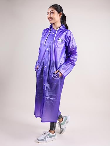 Image of Rupa Rainsuit Women Waterproof PVC Raincoat with Hood & Carry Bag | Lightweight Rainwear for Women with Front Zip | Solid Color | Standard Length | Pack of 1
