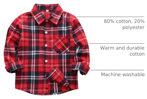 Image of OCHENTA Men's & Boys Flannel Shirts Button Down Long Sleeve Plaid Shirt Family Matching Outfits