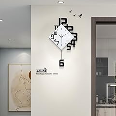 FLEBLE Modern Wall Clocks for Living Room Decor Large Decorative Wall Clock with Pendulum Battery photo FLEBLE Modern Wall Clocks for Living Room Decor Large Decorative Wall Clock with Pendulum Battery