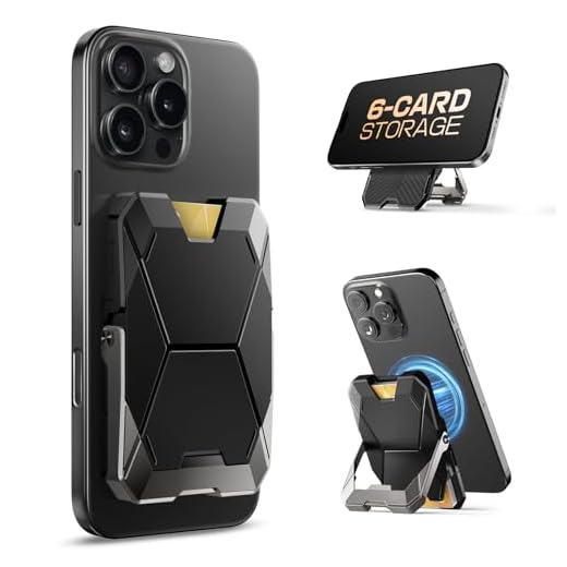 i-Blason for MagSafe Wallet Stand, Magnetic Wallet for iPhone [6 Cards Holder] [RFID Blocking] [Metal Lock Cover] [Extra Magnetic Pad] Phone Wallet Card Holder for iPhone 16/15/14/13/12 (Black)