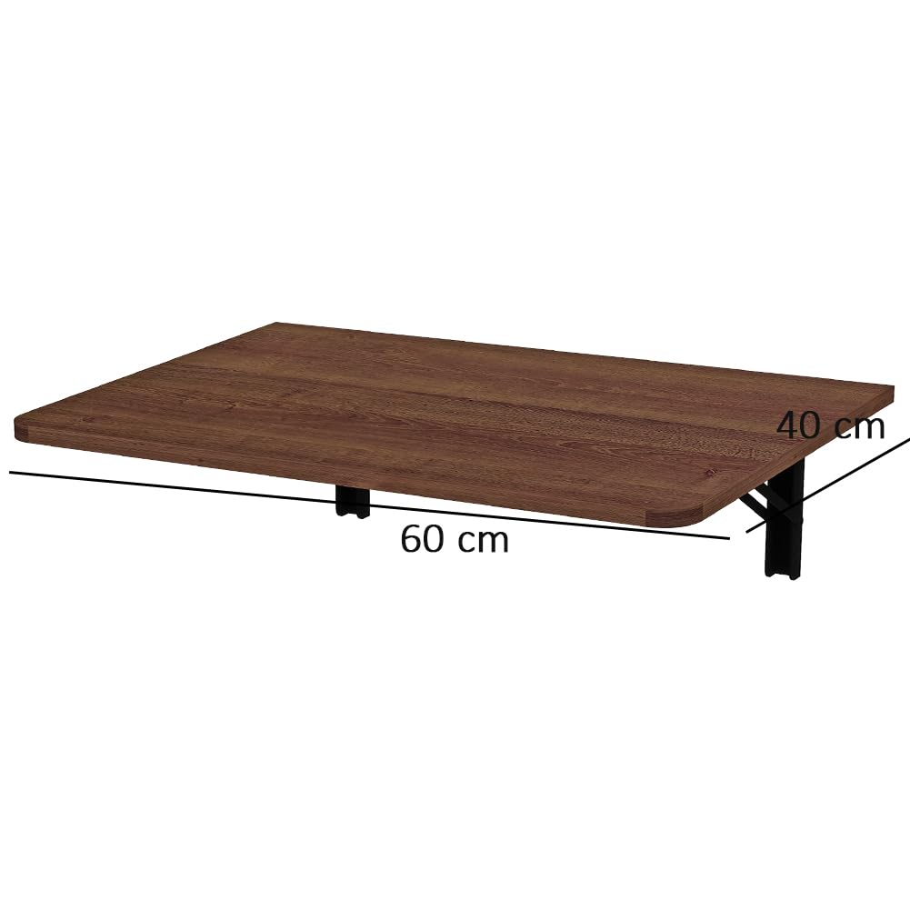 Shally Dogan Mesa de Pared Plegable 60 x 40 cm de Madera, estantería de Pared Plegable, Ahorra Espacio, versátil, Escritorio para Ordenador, Mesa de Comedor, salón, salón, baño, Cocina (Nogal)