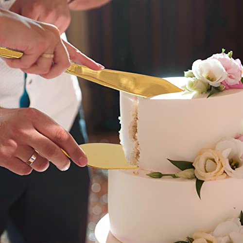 Iooiluxry Wedding Cake Knife And Server Set Cake Cutting Set For Wedding Stainless Steel Gold Cake Pie Serving Set Gift For Anniversary Birthday Parties #TOP2