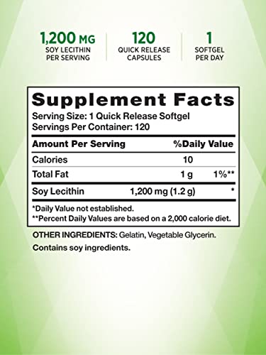 Nature's Truth Ultra Soy Lecithin Capsules 1200 Mg | 120 Softgels | Non-Gmo, Gluten Free Supplement #TOP1