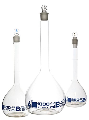 Grands flacons avec bouchons en verre borosilicate ASTM Lot de 3 pour laboratoire de Classe B