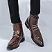 UCHUSI Mens Boots, Mens Leather Pointed Toe Lace Up Ankle Chukka Boots Fashion Ankle Buckle Strap Side Zip Low Block Oxford Boots For Formal Business Work Office Daily(Brown,10)