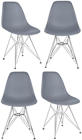 CozyBlock 4 X DSW Molded Dark Gray Plastic Dining Shell Chair with Steel Legs
