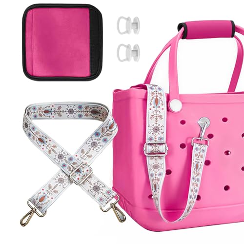 Image of Multi-Purpose Strap Set for Bogg Bag, Adjustable Crossbody Strap + Neoprene Handle Bag, Bogg Bag Accessories,Travel and Beach Essentials Non-Slip Compression Shoulder Strap Accessory(Beige Floral)