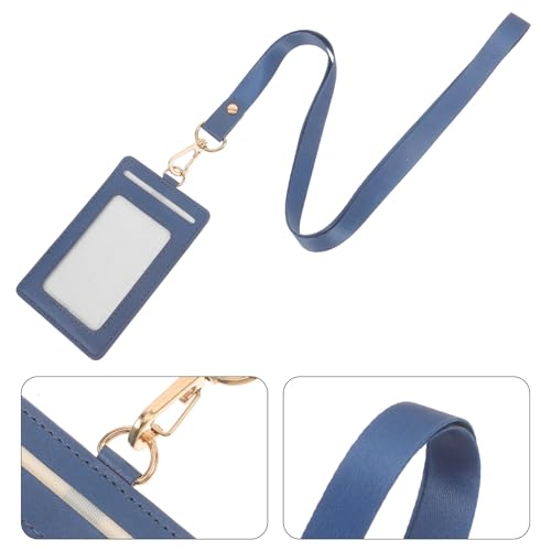 Porta tarjeta de identificación azul para doctores y trabajadores con cordón seguro 7