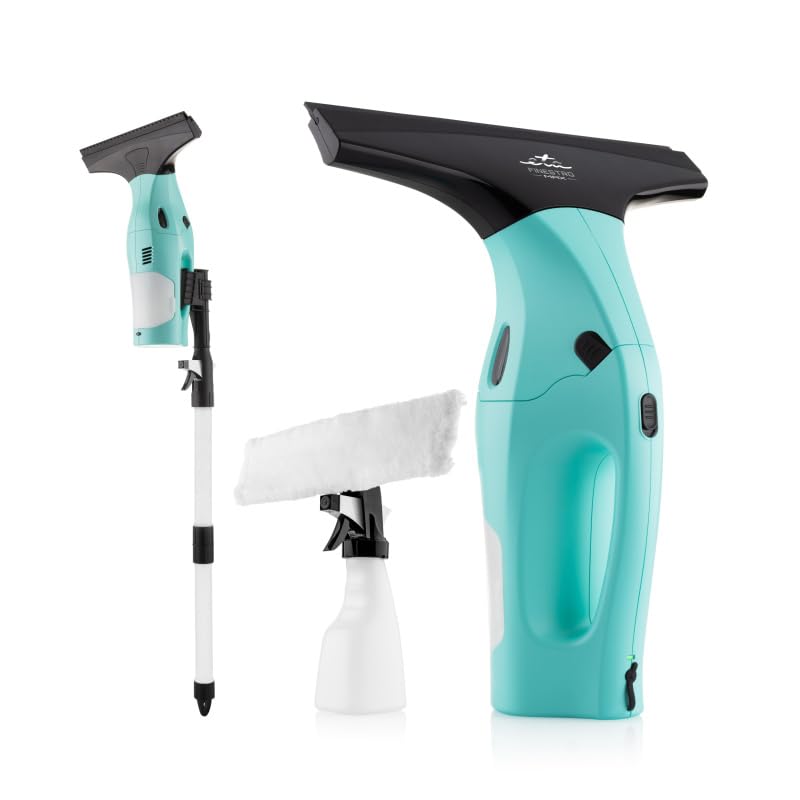 ETA Finestro Max Aspirateur de fenêtre sans fil - Autonomie de 45 min - Largeur d'aspiration de 28 cm - Avec rallonge de 1 m avec pulvérisateur, pulvérisateur à main, raclette en microfibre - Pour